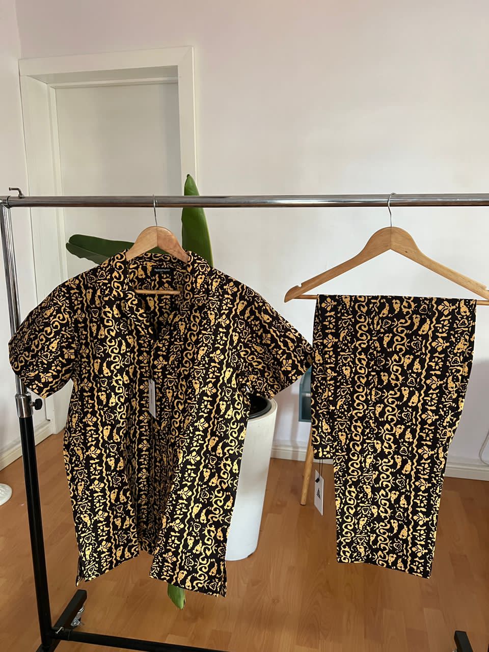 Yellow black ethnic ankara print set
