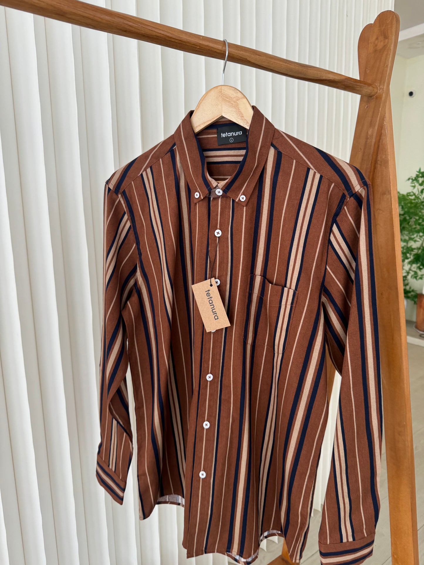 Striped cotton long sleeve shirt (4 COLORS)