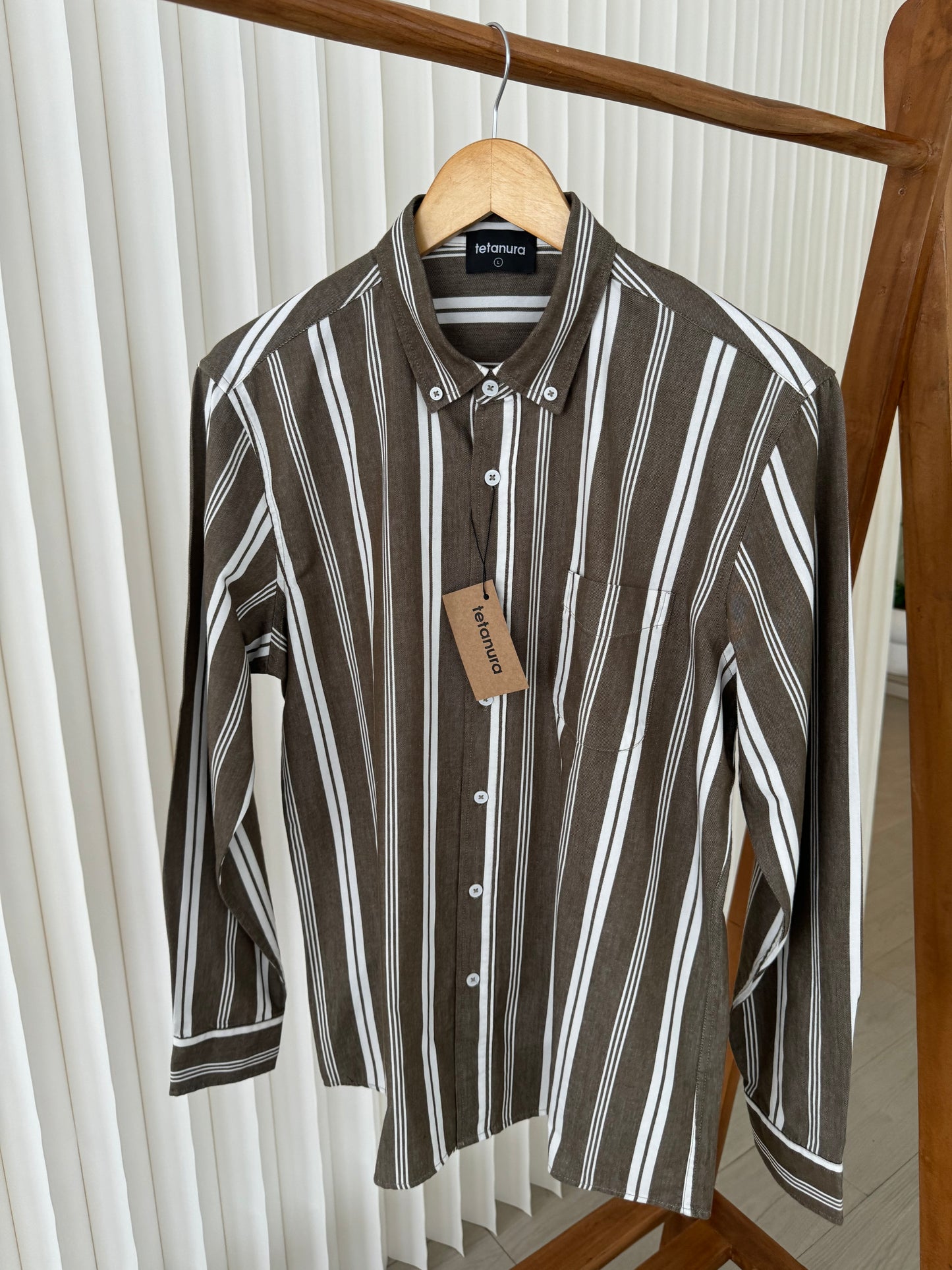 Striped cotton long sleeve shirt (4 COLORS)