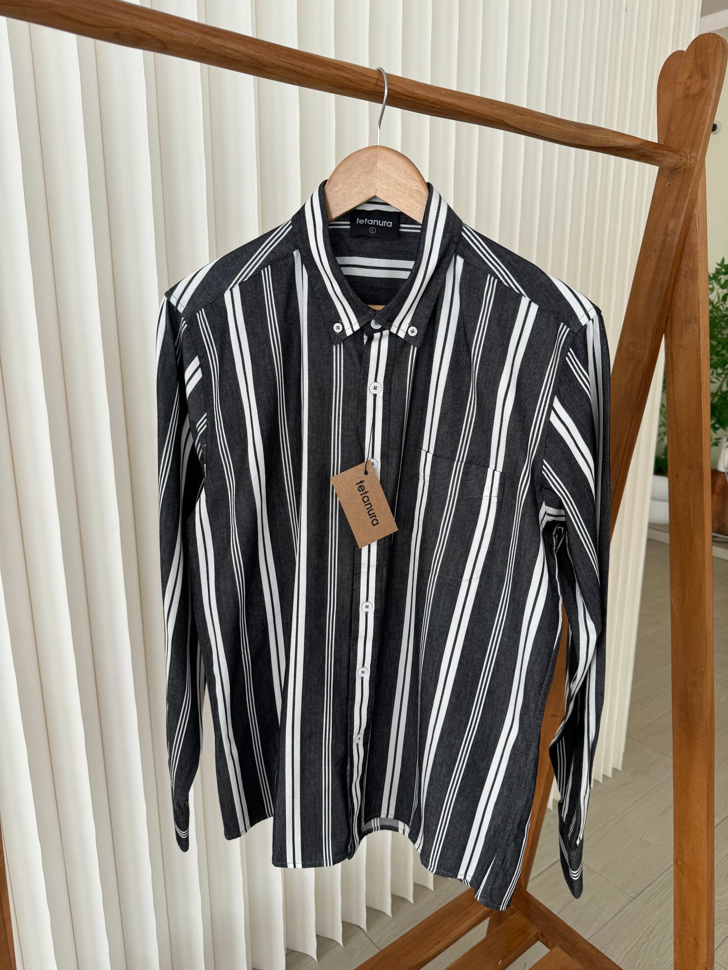 Striped cotton long sleeve shirt (4 COLORS)
