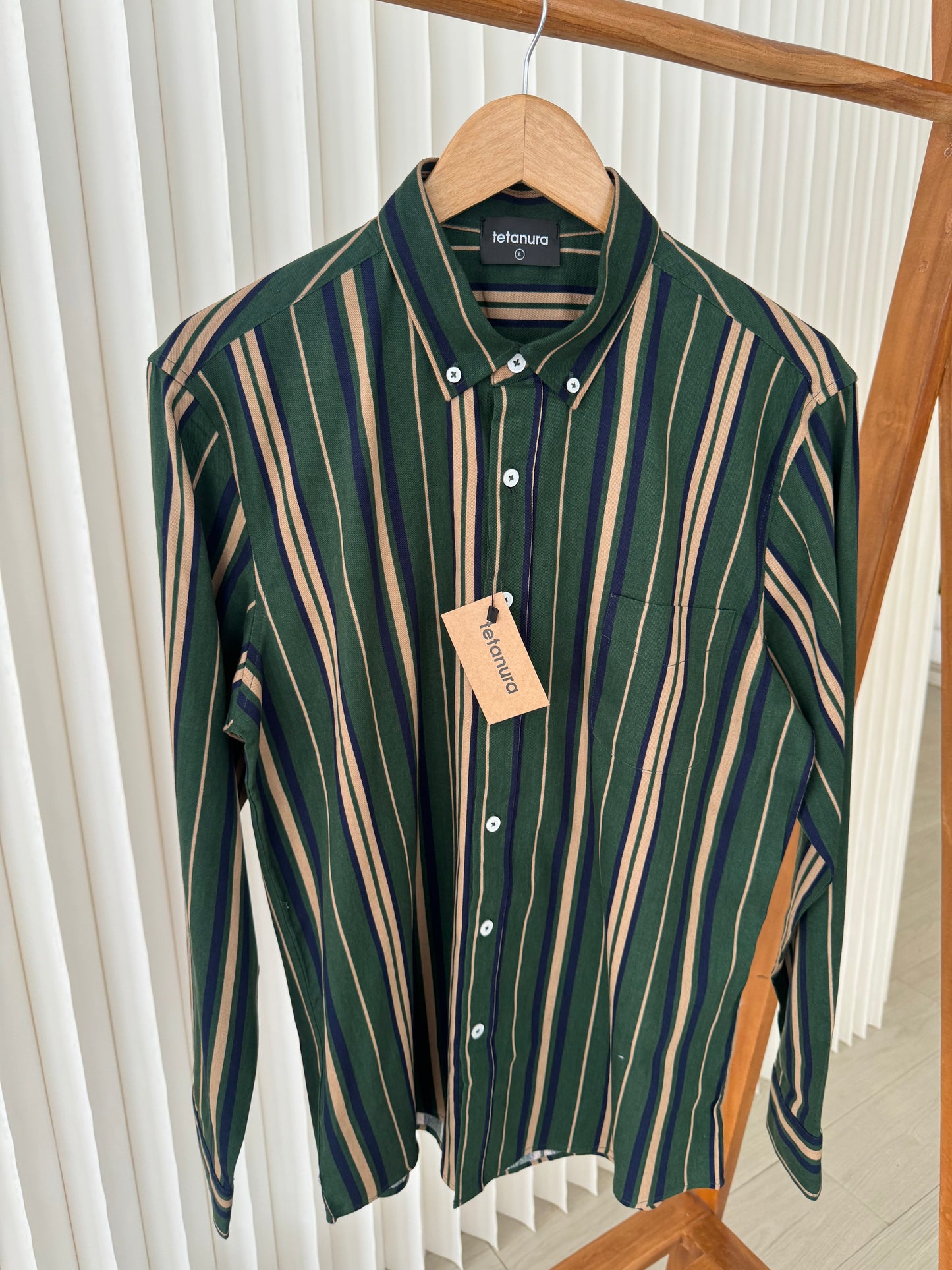 Striped cotton long sleeve shirt (4 COLORS)