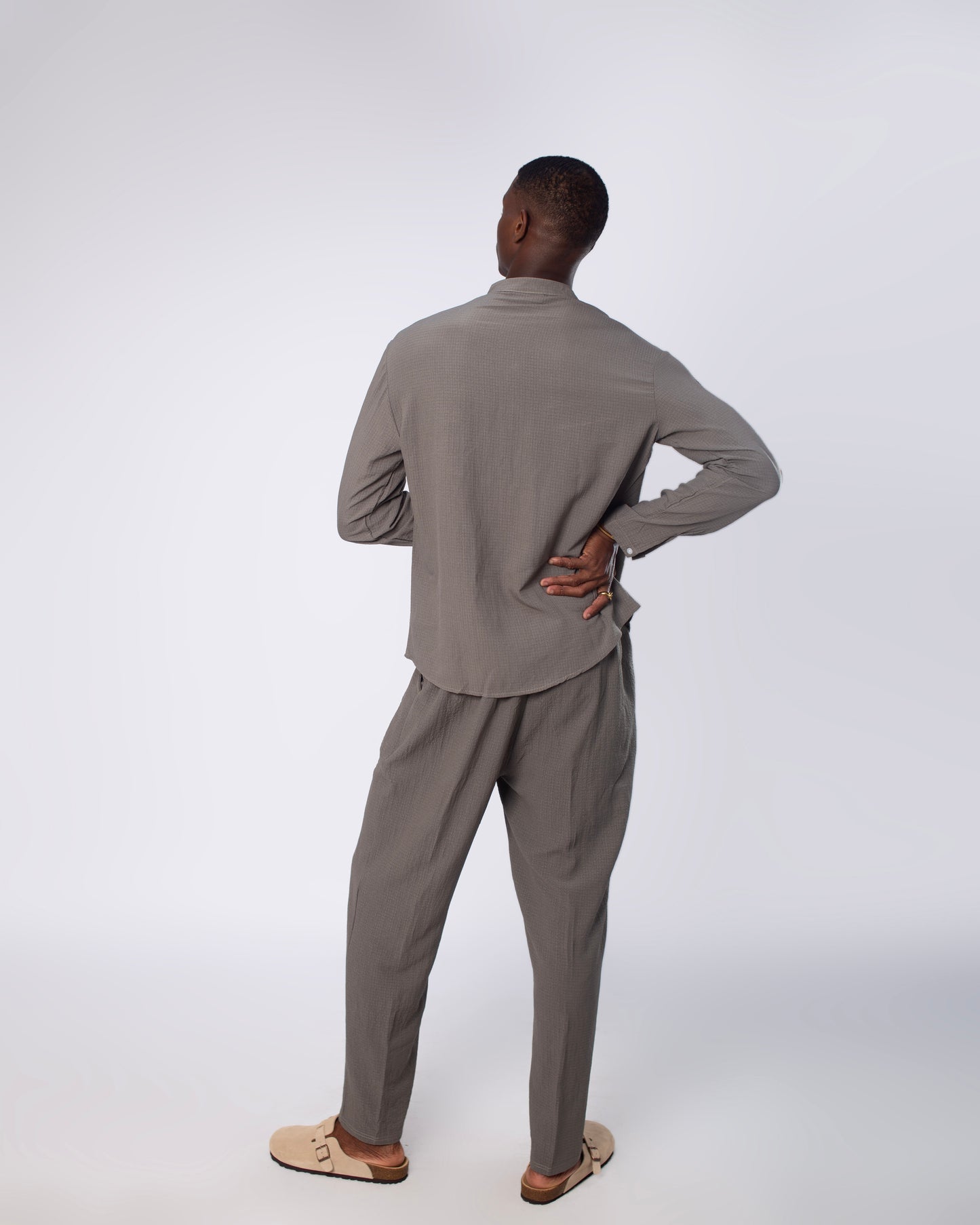 Grey long sleeve button free set