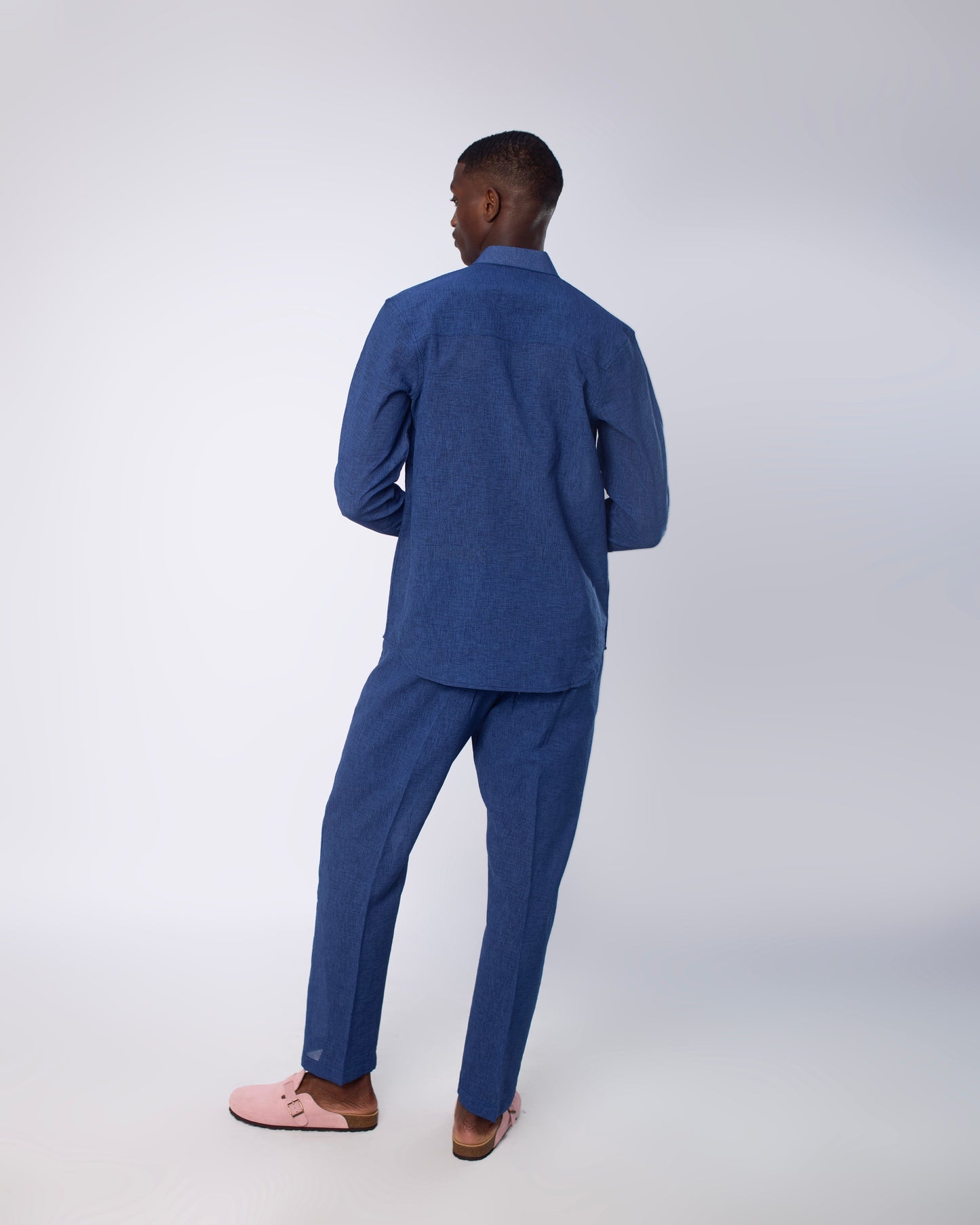 Blue Turkish long sleeve linen set