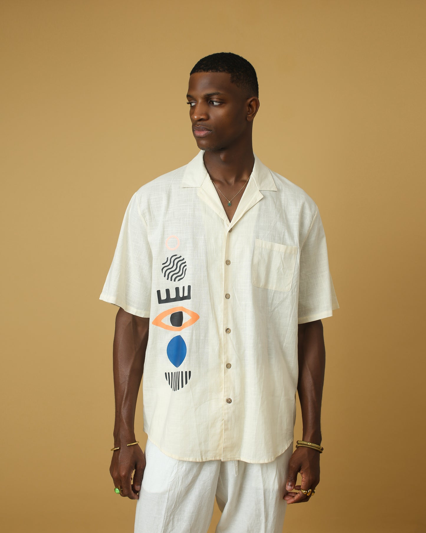 White boho short sleeve shirt