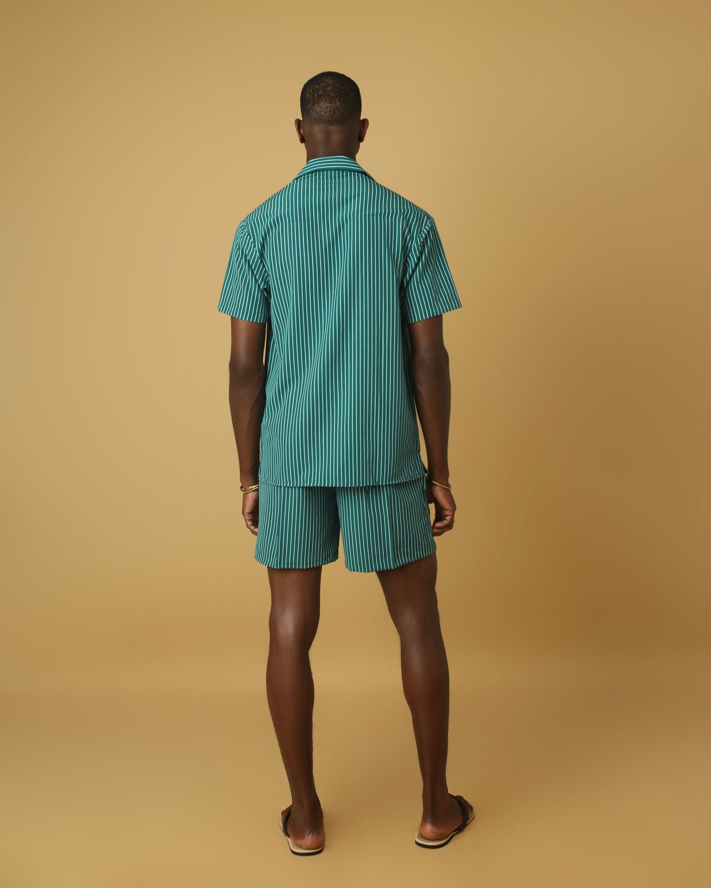 Green stripe short set