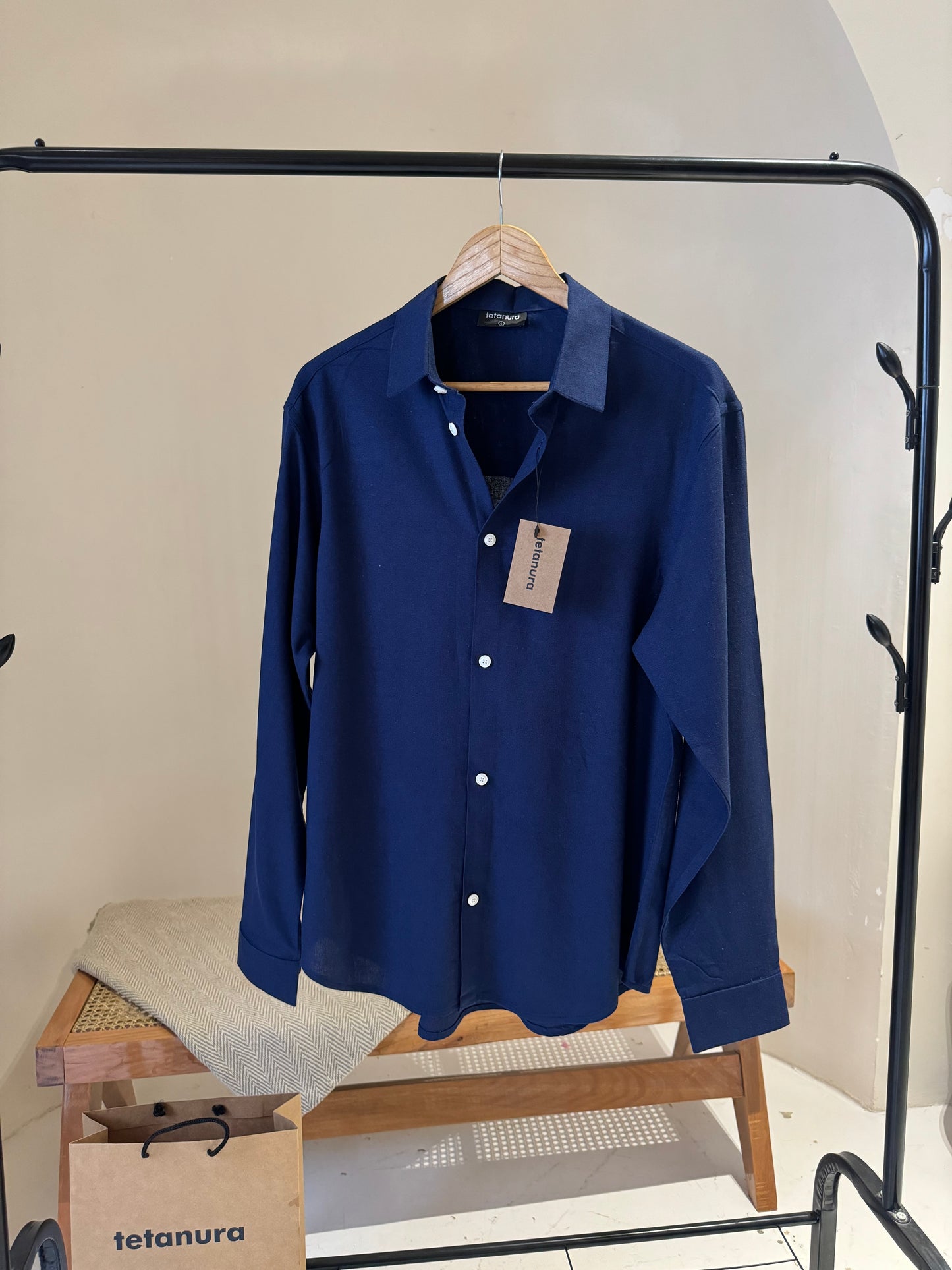 Navy blue linen shirt