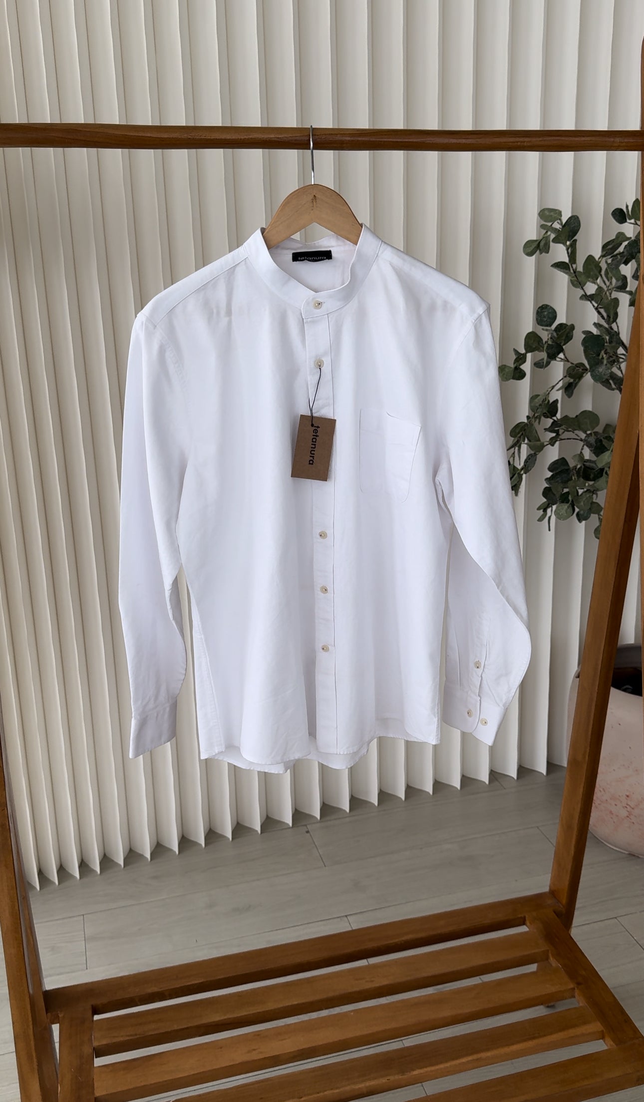 Cotton band collar shirt (4 COLORS)