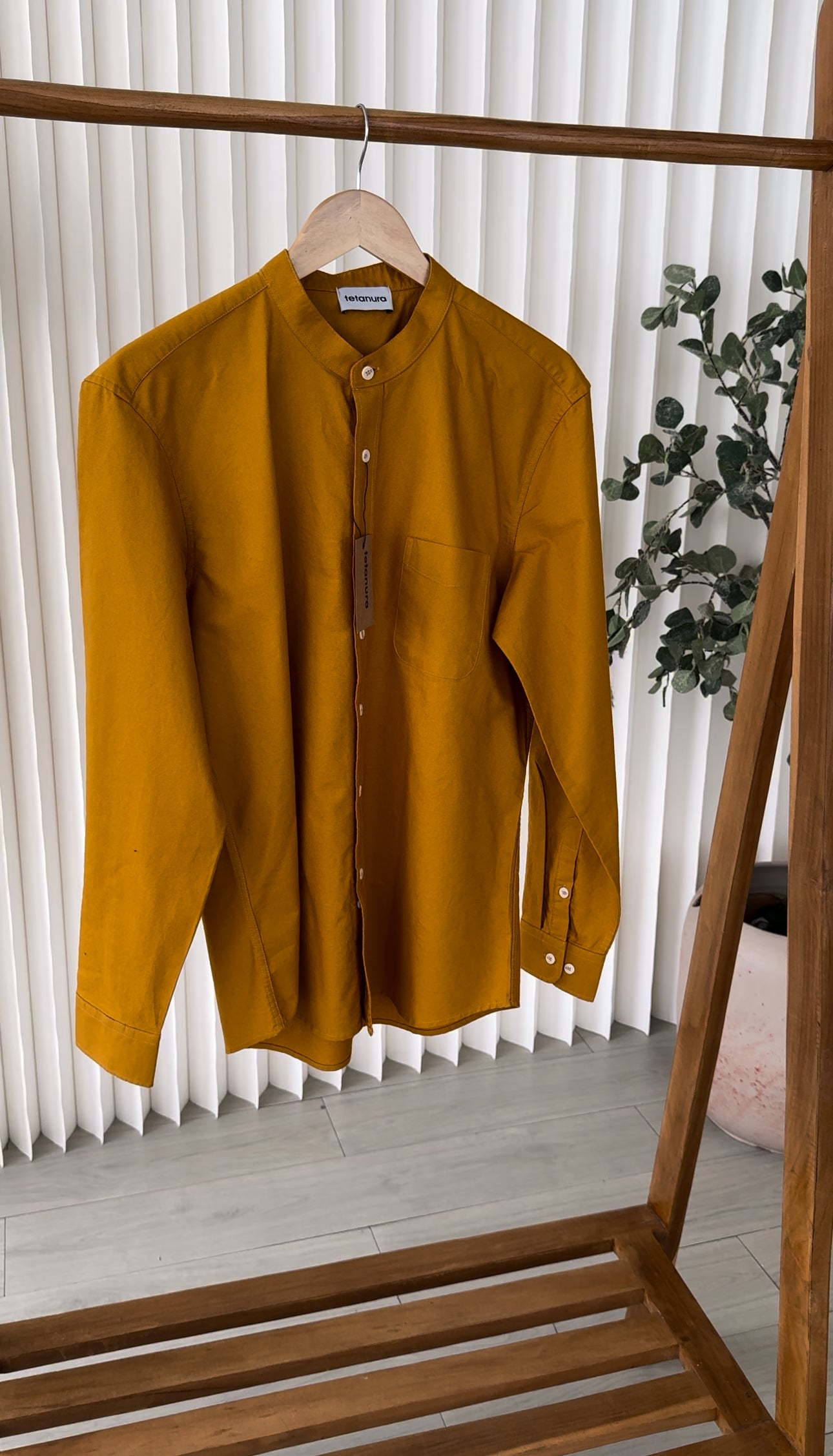 Cotton band collar shirt (4 COLORS)