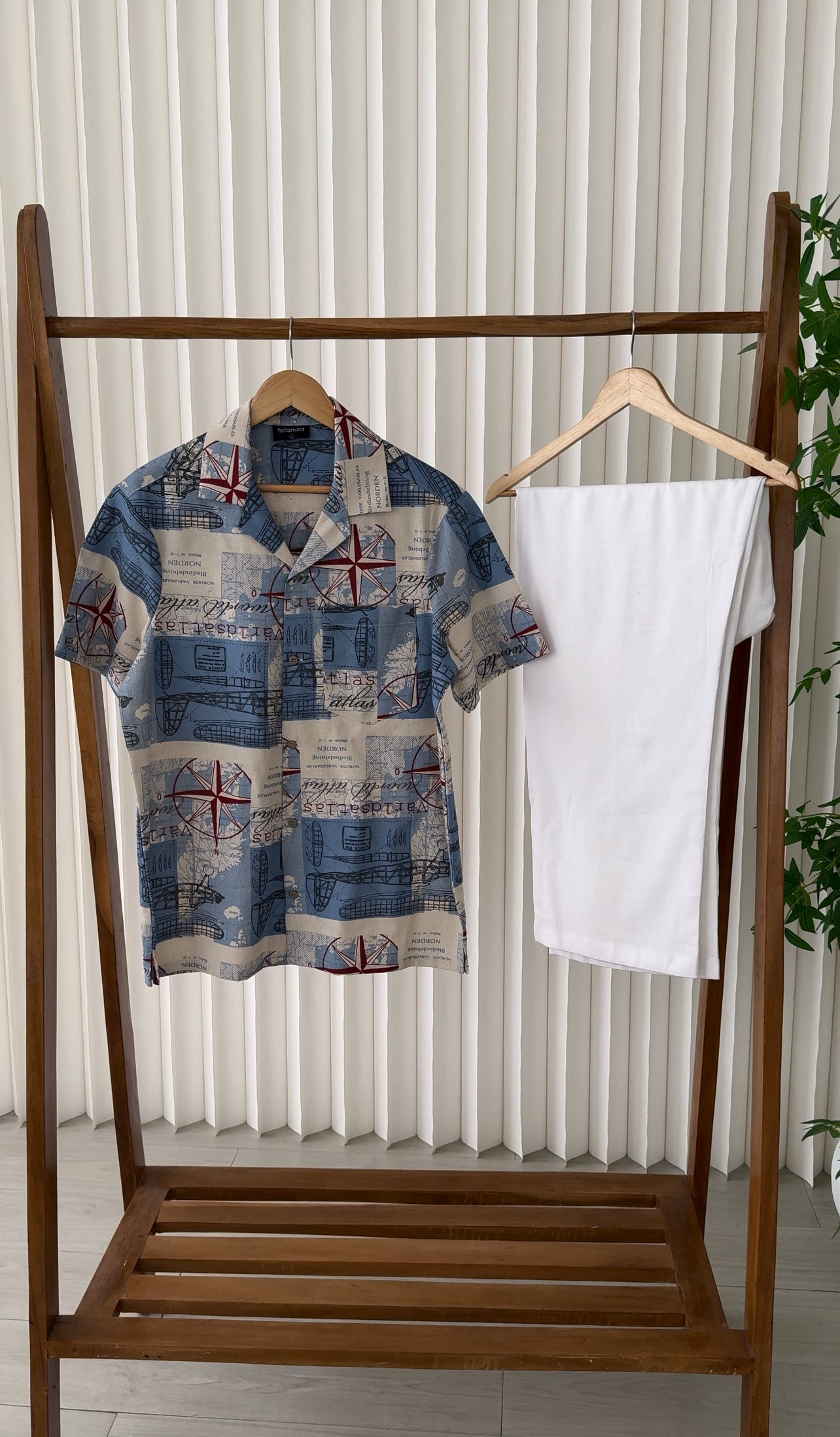 Long patterned linen sets x white pants (6 top designs)