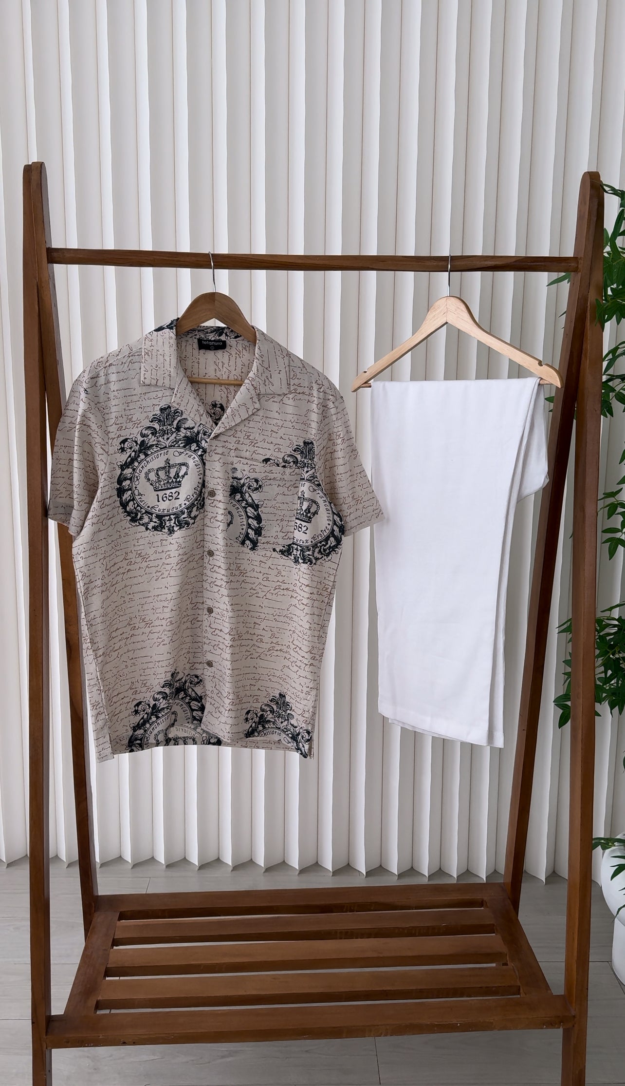 Long patterned linen sets x white pants (6 top designs)
