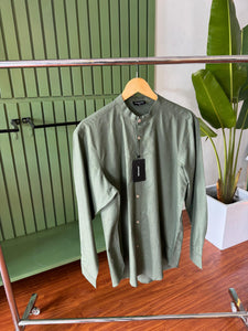 Army green linen shirt