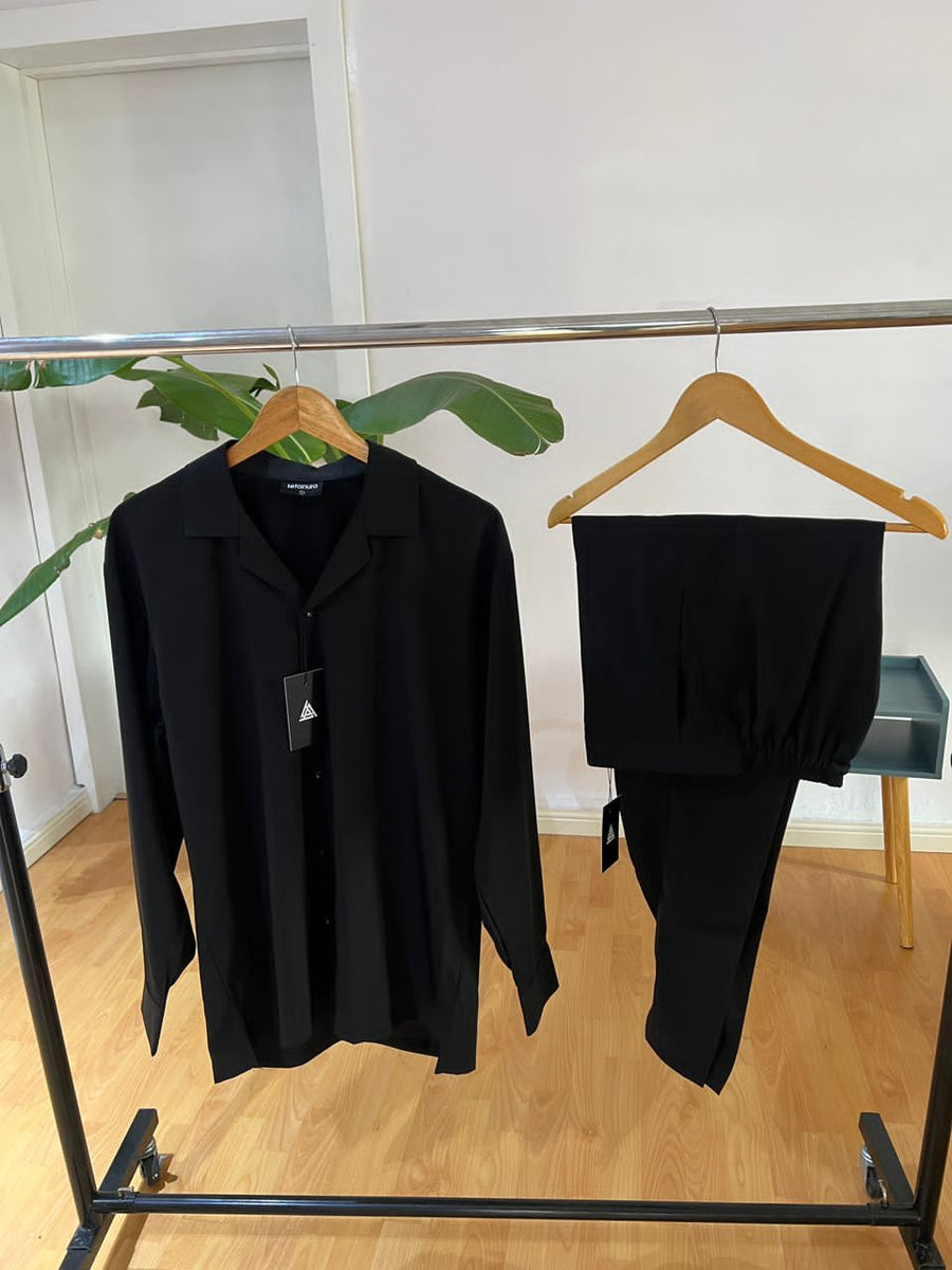 Plain black long sleeve set – tetanurang
