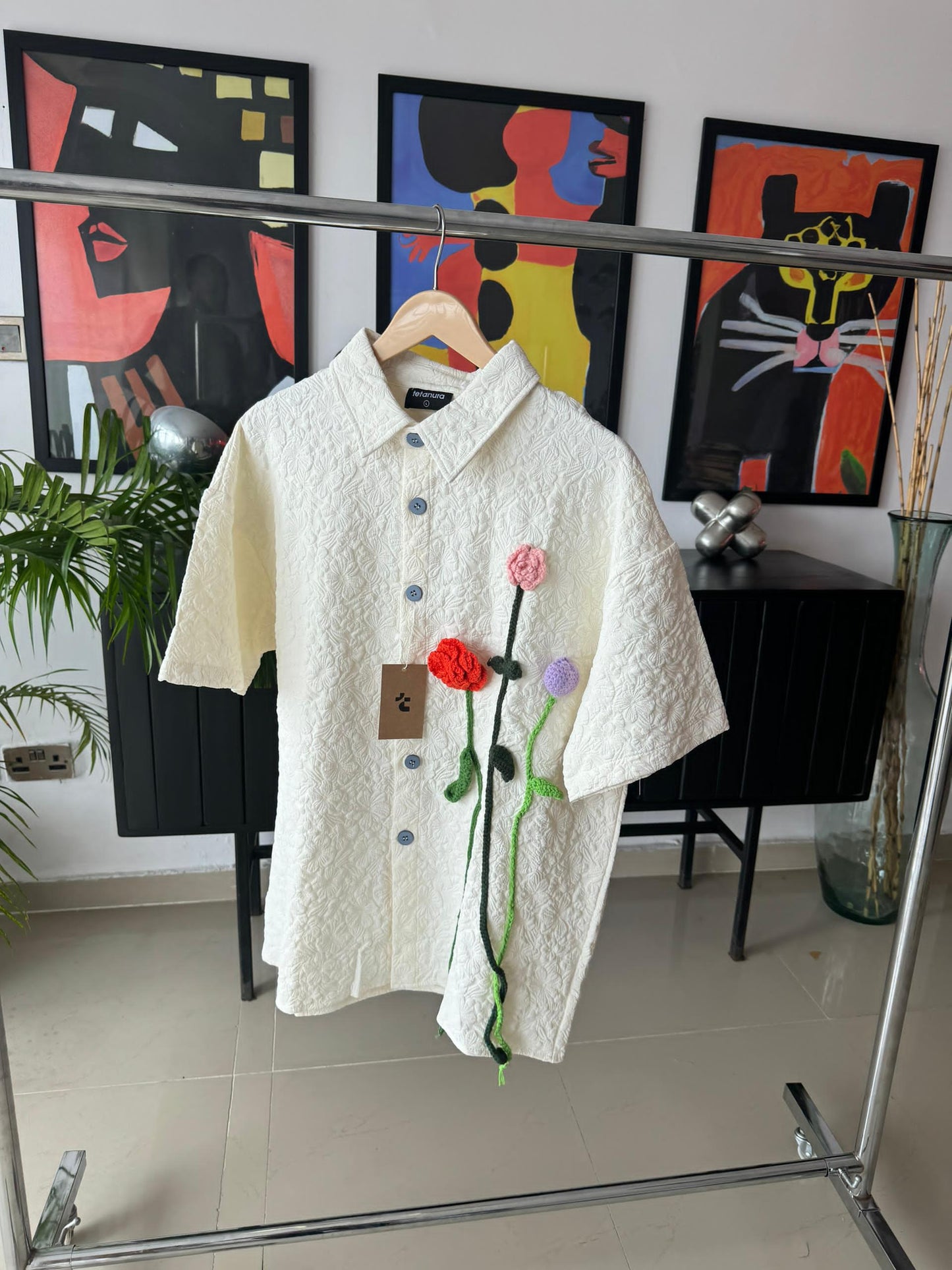 White flower shirt