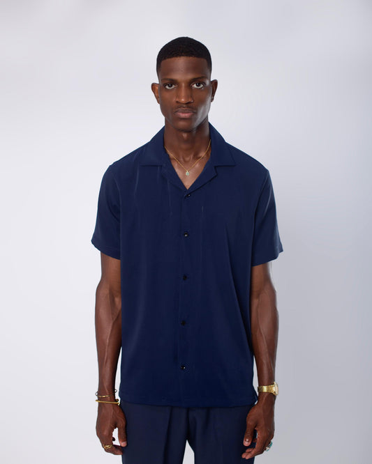 Navy blue short sleeve shirt