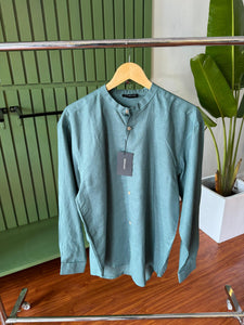 Teal green linen shirt