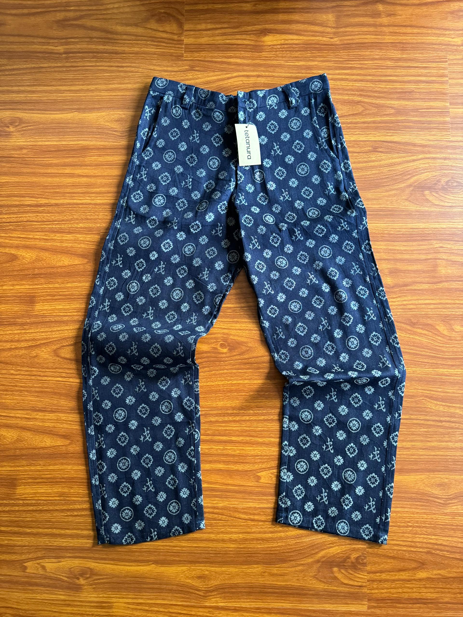 Blue mini floral print pants