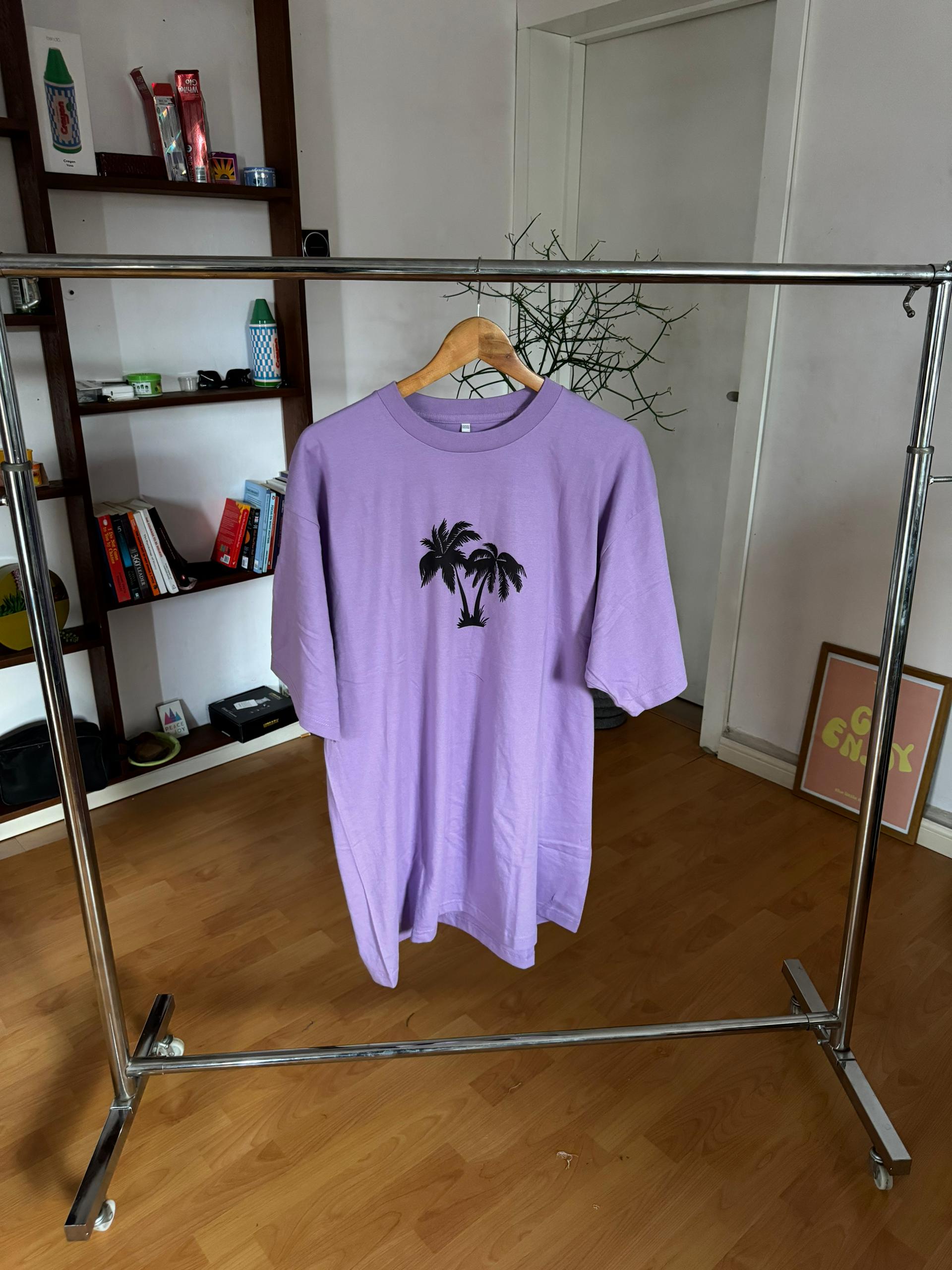 Purple palm print tee