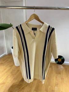 Cream black stripe knit shirt