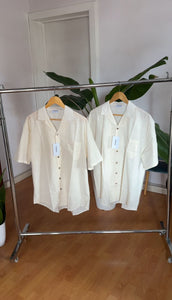 White Oversized Cuban style light linen shirt