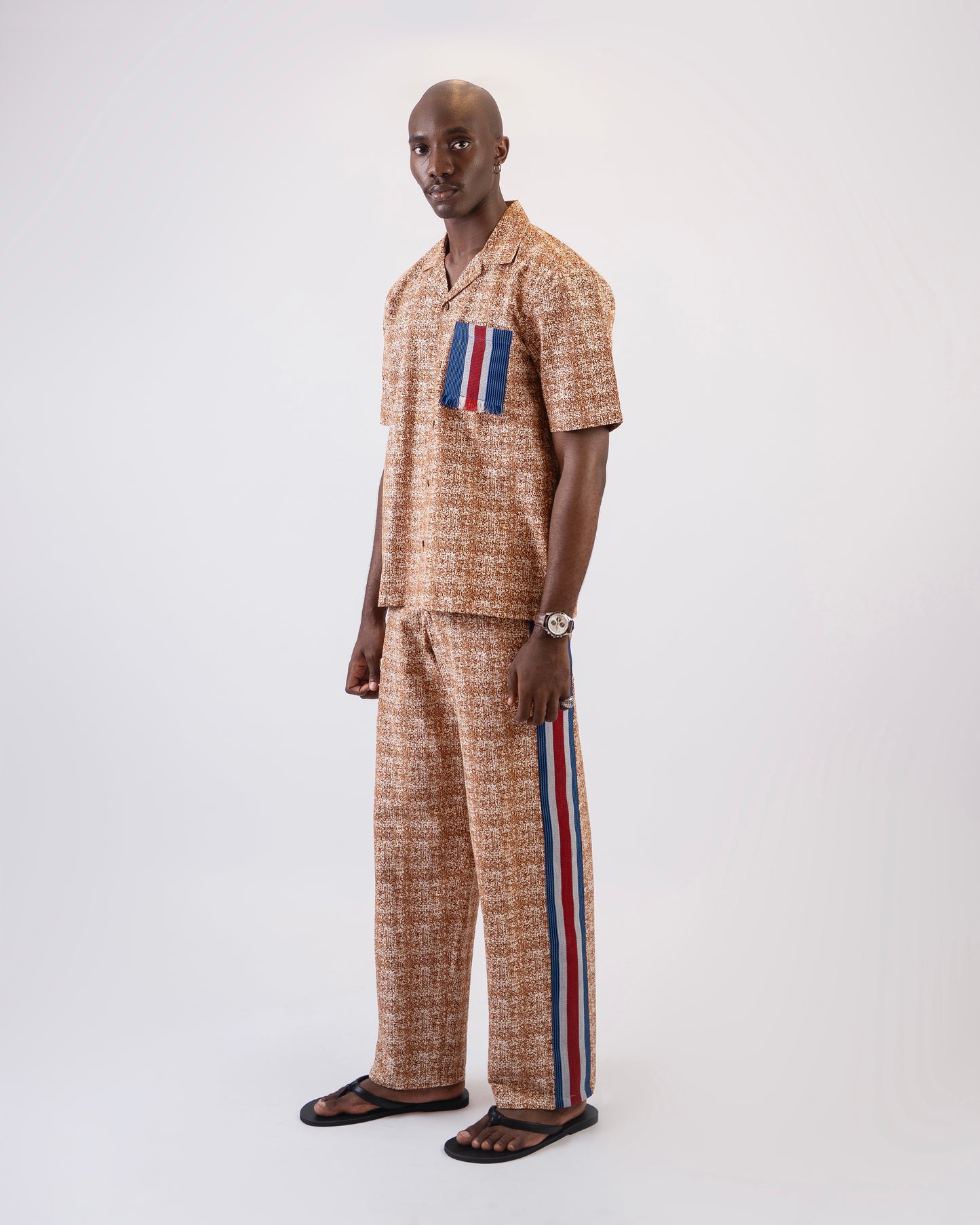Wax print x Aso oke pants