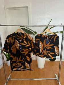 Brown black palm print set