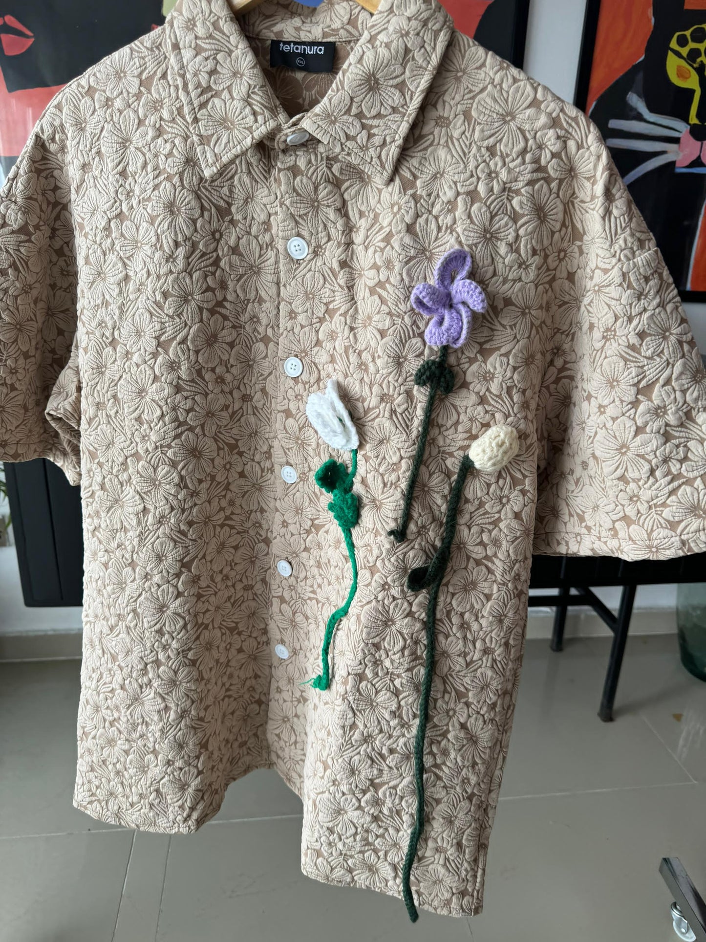 Beige flower shirt