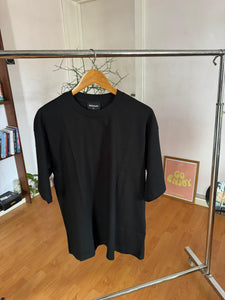 Plain 250g black round neck tee