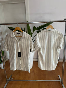 Linen cream stripe shirt