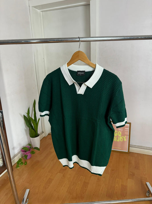 Green white two toned knit shirt