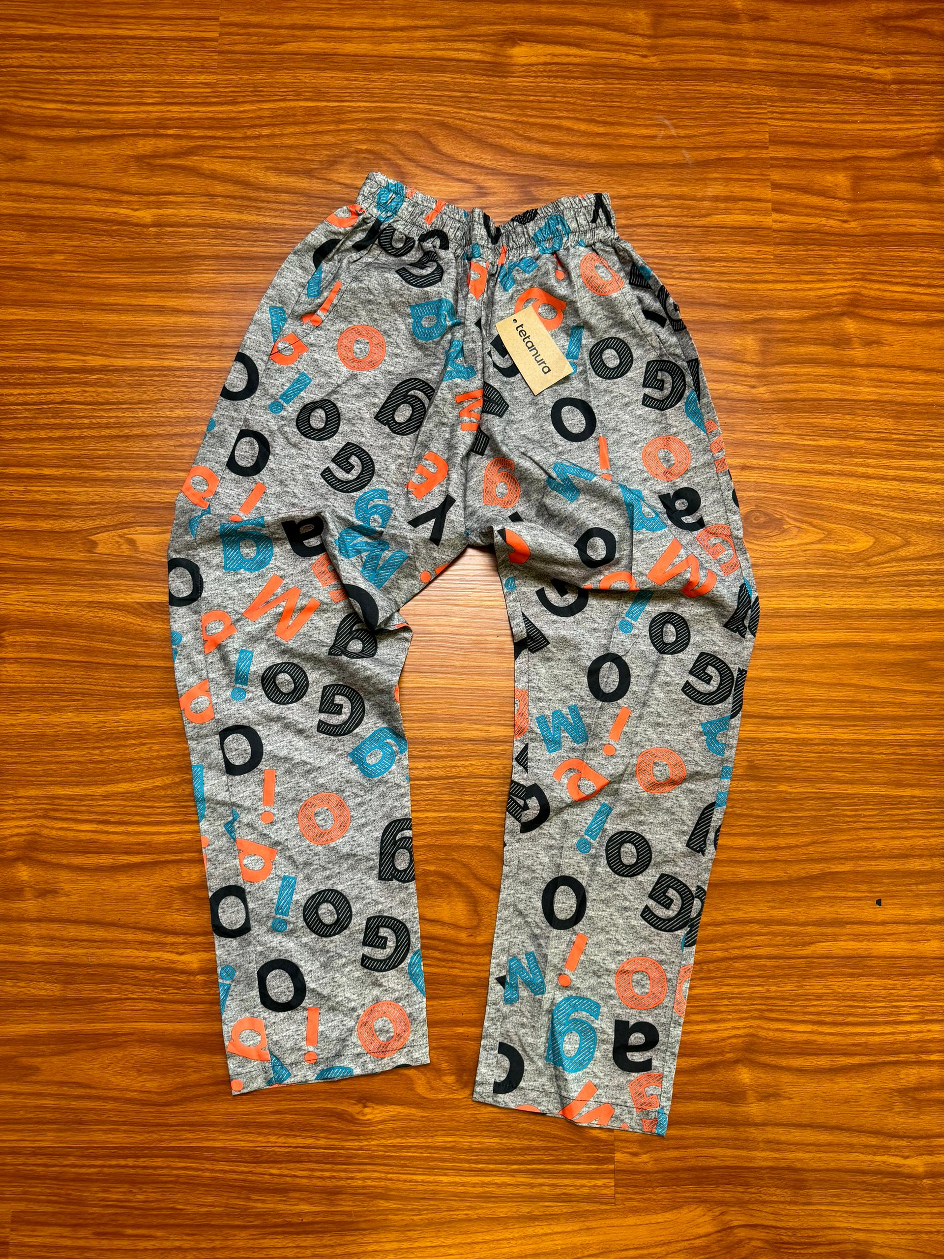 Grey GO print pants