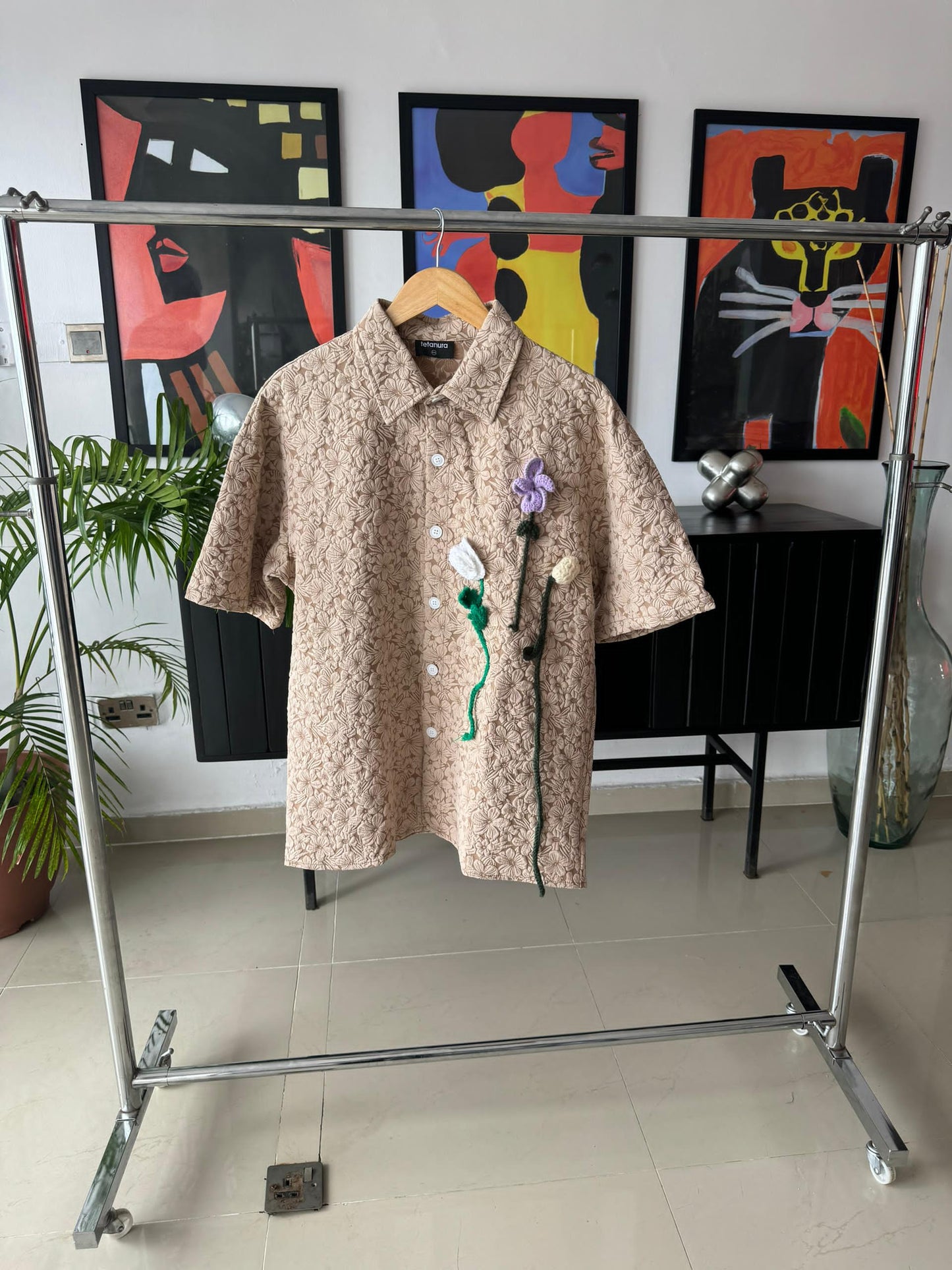 Beige flower shirt