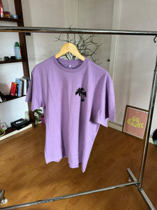 SMALL LOGO PURPLE PALM PRINT TEES