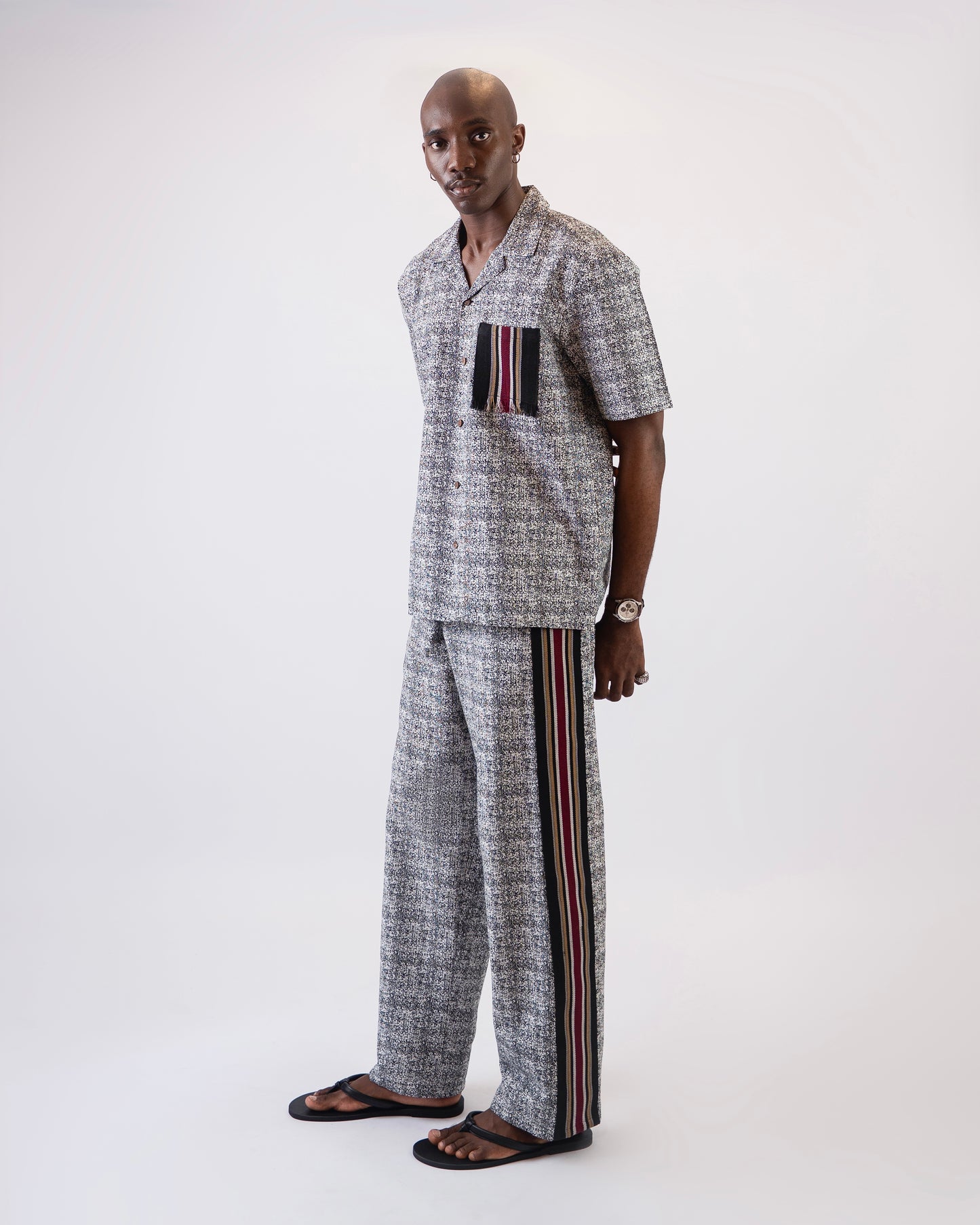 Wax print x Aso oke pants