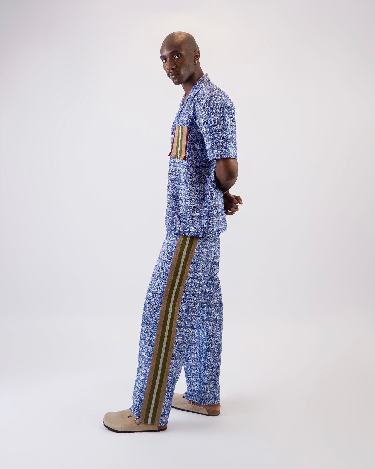 Wax print x Aso oke pants