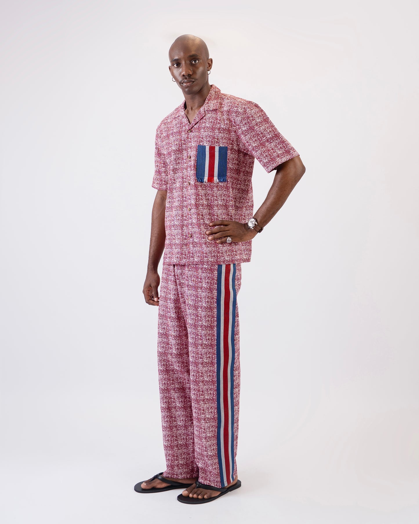 Wax print x Aso oke pants