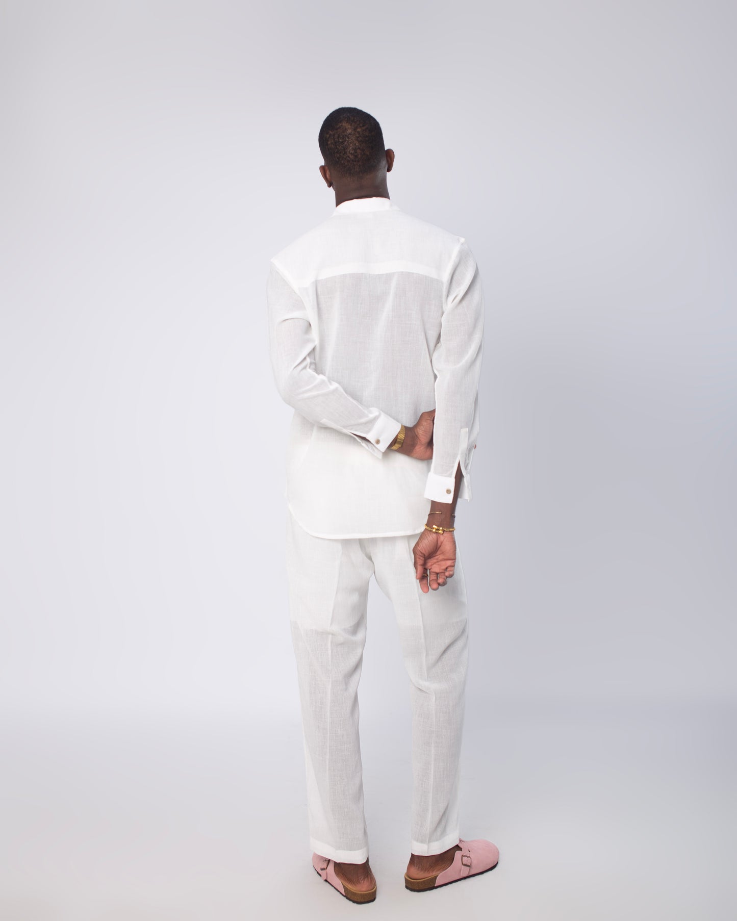 White Turkish long sleeve linen set