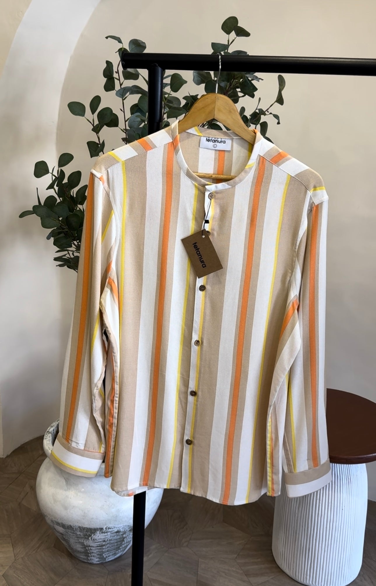 No collar linen longsleeve (3 COLORS)