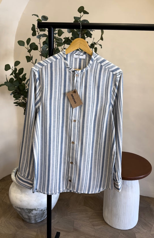 No collar linen longsleeve (3 COLORS)