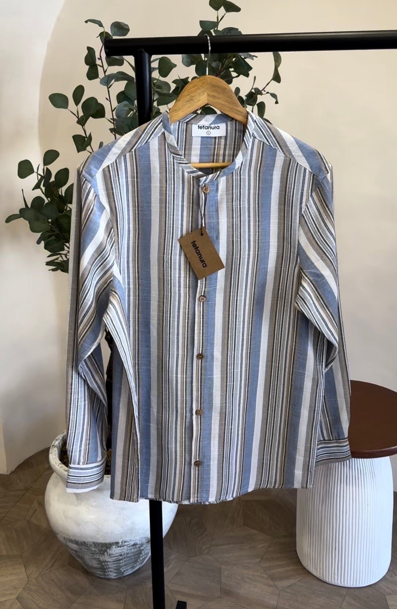 No collar linen longsleeve (3 COLORS)