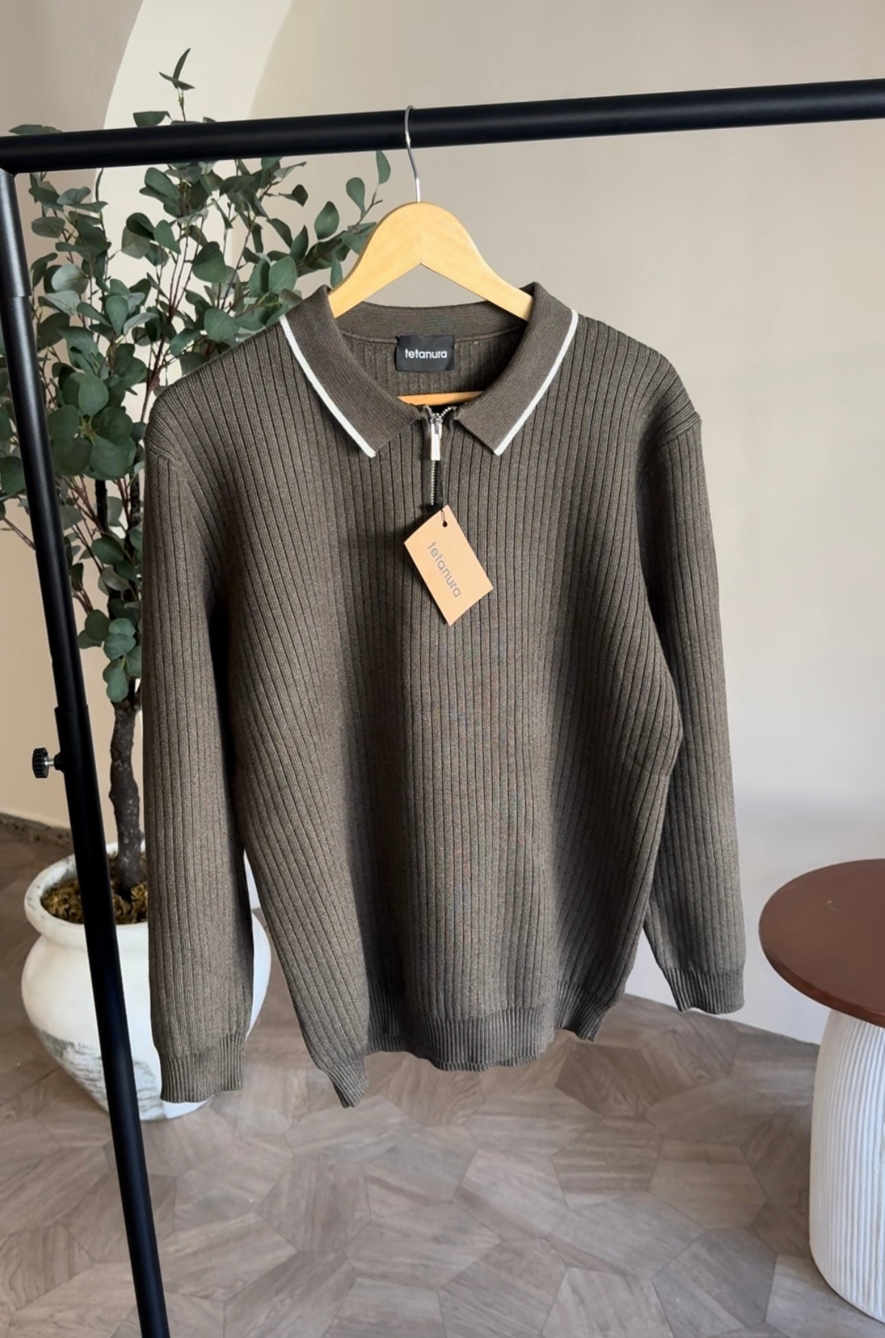 Zip longsleeve knitwear (3 COLORS)