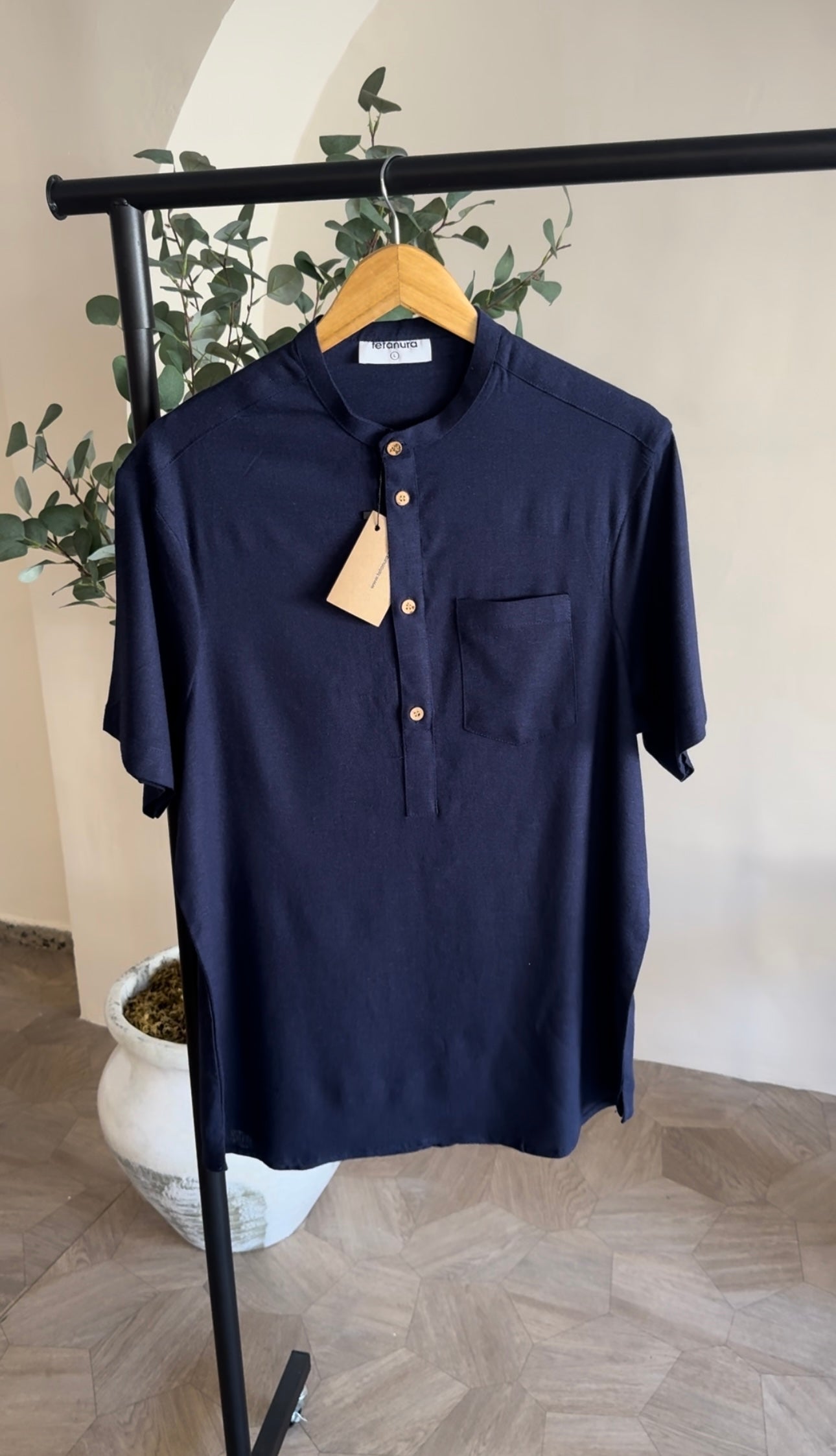 Half button shortsleeve linen shirt (6 COLORS)
