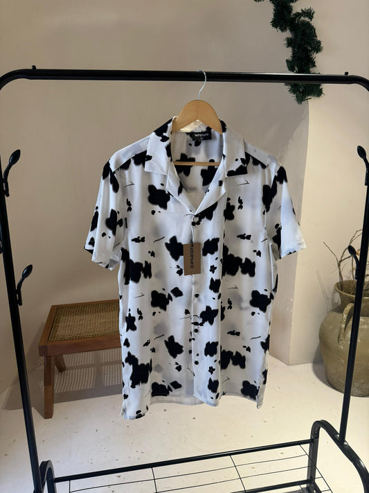 White black cow pattern shirt