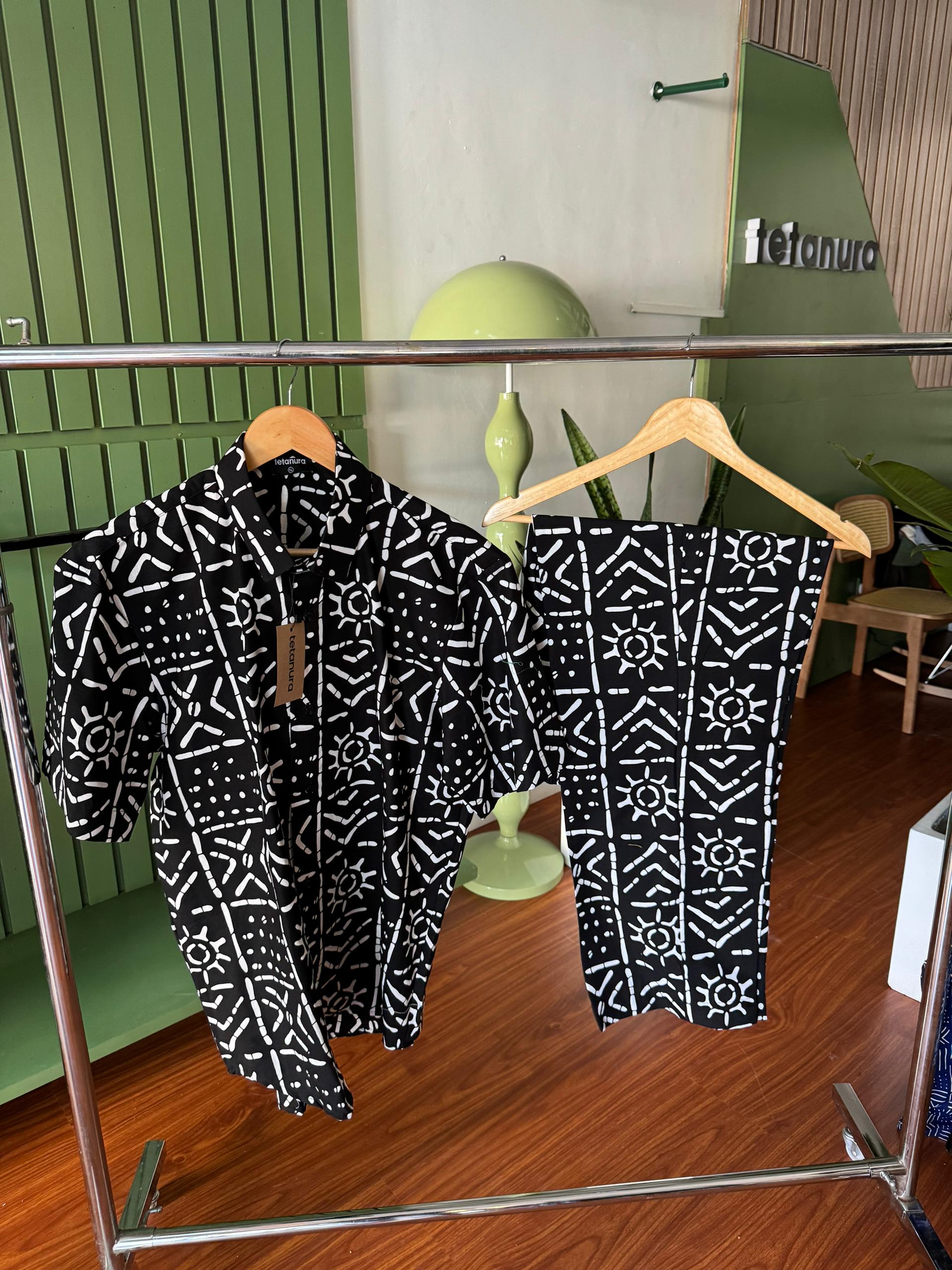 Black white ankara set with pants