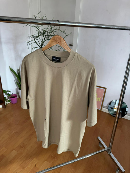 Plain 250g beige round neck tee