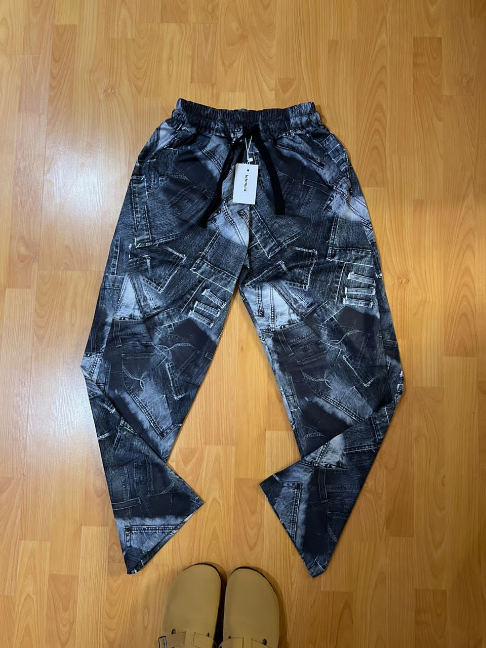 Dark blue jeans print pant