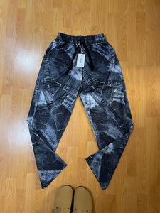 Dark blue jeans print pant