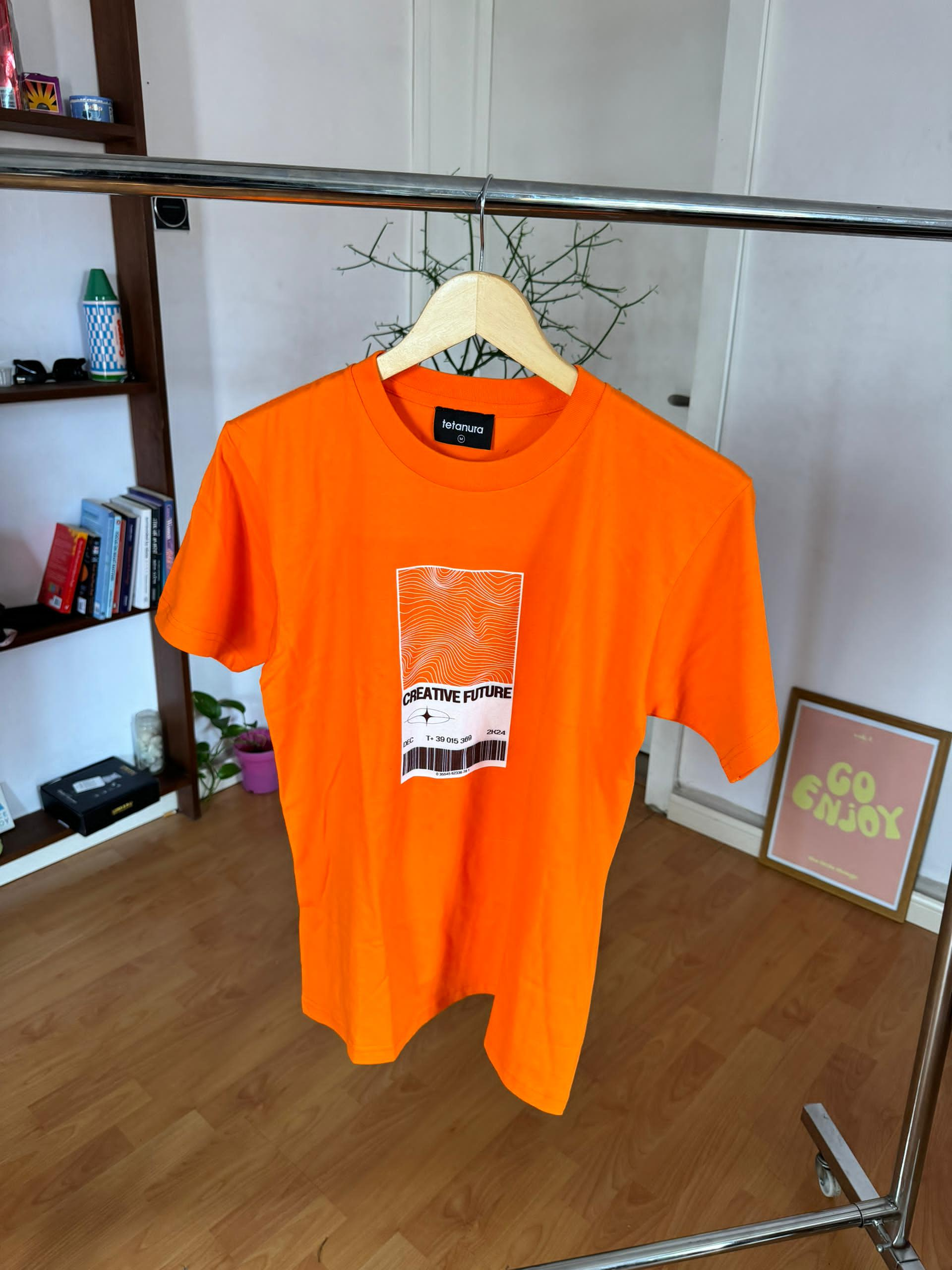 Orange white creative future tee